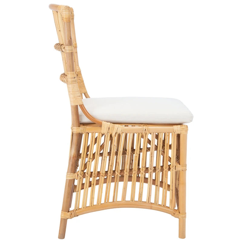 Fauteuil d'appoint SAFAVIEH Patty en rotin avec coussin (lot de 2) - 50 cm (L) x 56 cm (P) x 90 cm (H) - 51 cm (L) x 56 cm (P) x 91 cm (H)