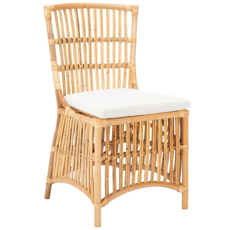 Fauteuil d'appoint SAFAVIEH Patty en rotin avec coussin (lot de 2) - 50 cm (L) x 56 cm (P) x 90 cm (H) - 51 cm (L) x 56 cm (P) x 91 cm (H)