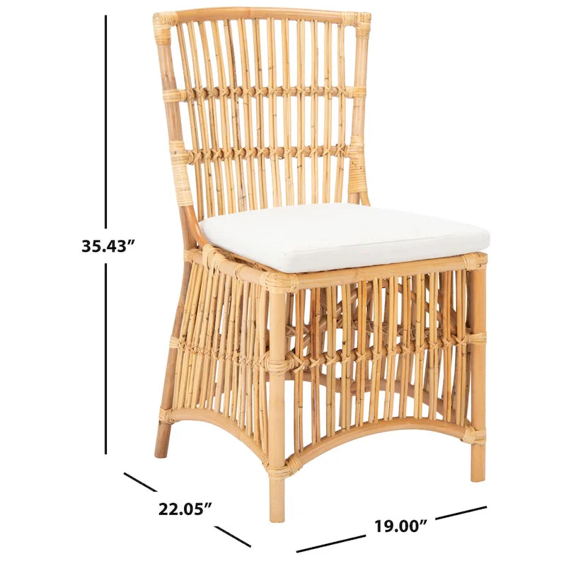 Fauteuil d'appoint SAFAVIEH Patty en rotin avec coussin (lot de 2) - 50 cm (L) x 56 cm (P) x 90 cm (H) - 51 cm (L) x 56 cm (P) x 91 cm (H)