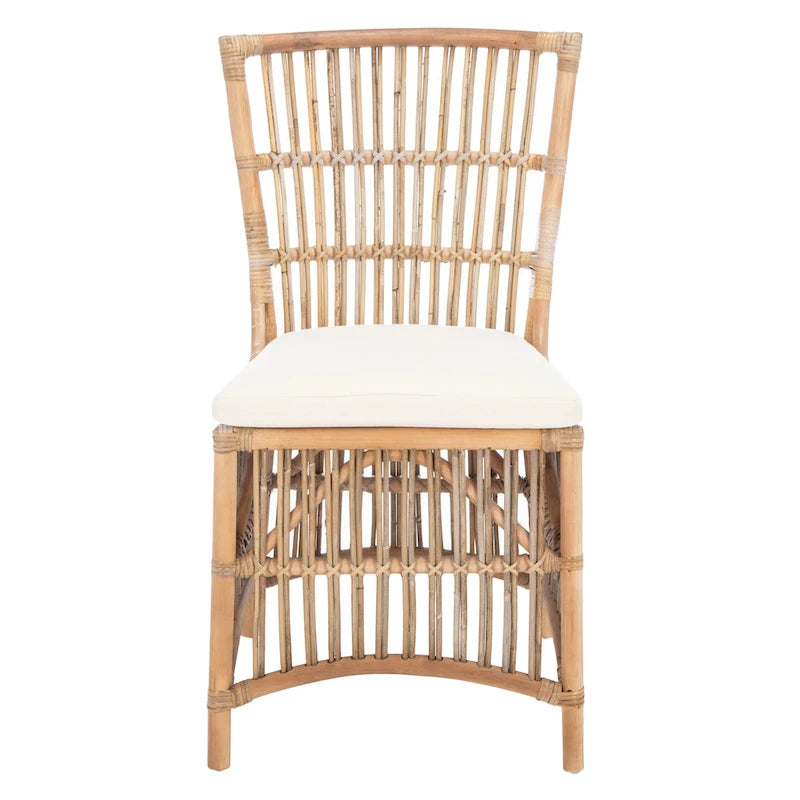 Fauteuil d'appoint SAFAVIEH Patty en rotin avec coussin (lot de 2) - 50 cm (L) x 56 cm (P) x 90 cm (H) - 51 cm (L) x 56 cm (P) x 91 cm (H)