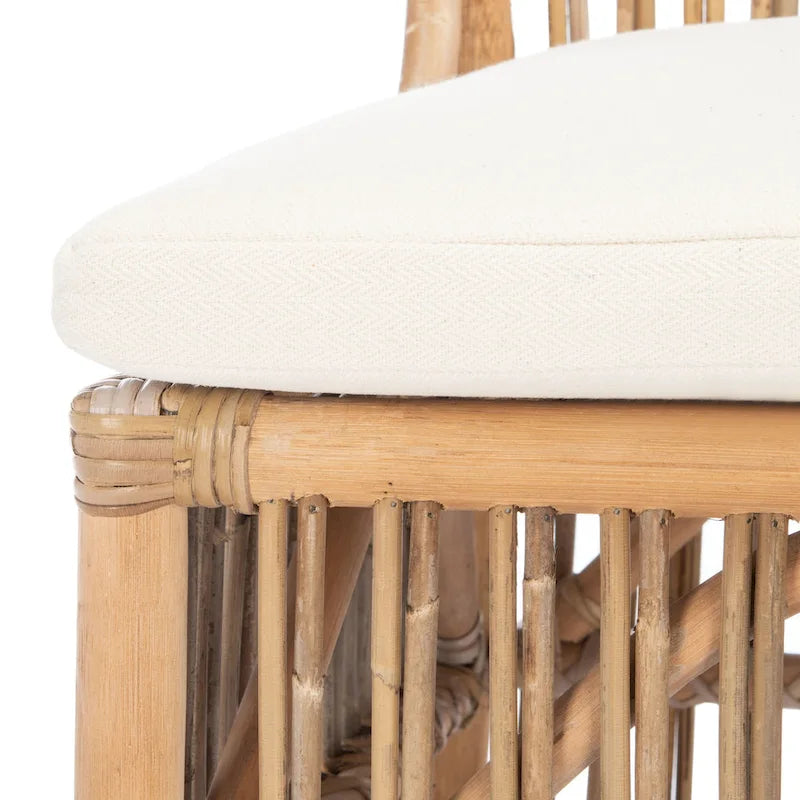 Fauteuil d'appoint SAFAVIEH Patty en rotin avec coussin (lot de 2) - 50 cm (L) x 56 cm (P) x 90 cm (H) - 51 cm (L) x 56 cm (P) x 91 cm (H)