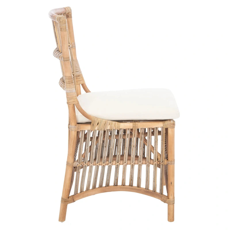 Fauteuil d'appoint SAFAVIEH Patty en rotin avec coussin (lot de 2) - 50 cm (L) x 56 cm (P) x 90 cm (H) - 51 cm (L) x 56 cm (P) x 91 cm (H)