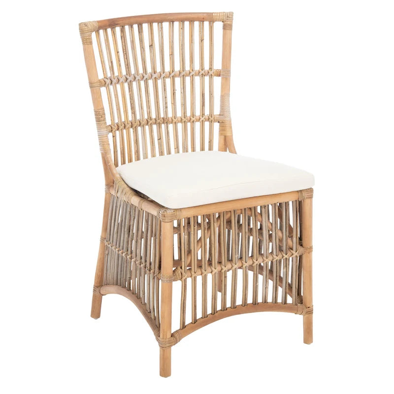Fauteuil d'appoint SAFAVIEH Patty en rotin avec coussin (lot de 2) - 50 cm (L) x 56 cm (P) x 90 cm (H) - 51 cm (L) x 56 cm (P) x 91 cm (H)