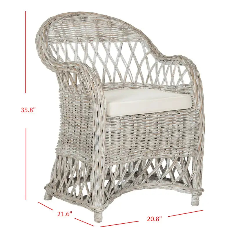 Fauteuil club SAFAVIEH Spyrini en rotin naturel - 65 x 67 x 90 cm (26 x 27 x 36 po)