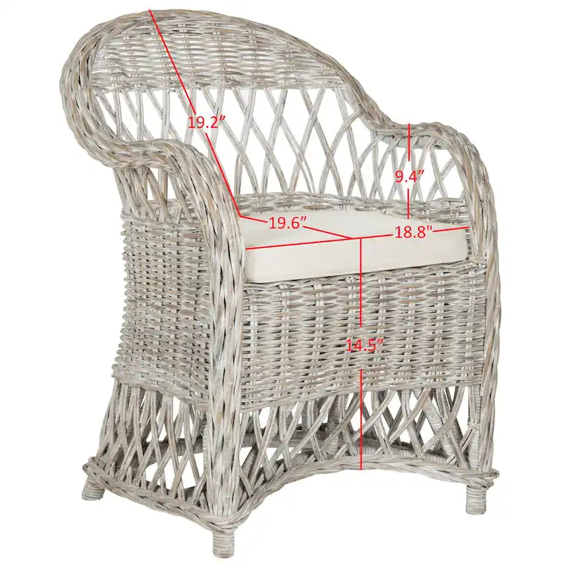 Fauteuil club SAFAVIEH Spyrini en rotin naturel - 65 x 67 x 90 cm (26 x 27 x 36 po)