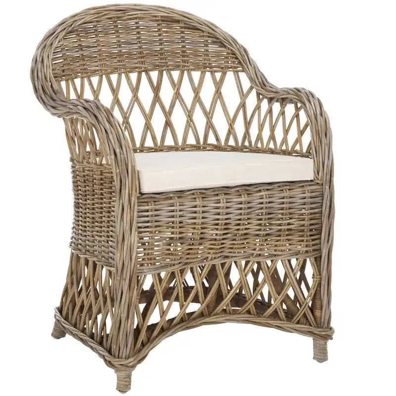 Fauteuil club SAFAVIEH Spyrini en rotin naturel - 65 x 67 x 90 cm (26 x 27 x 36 po)