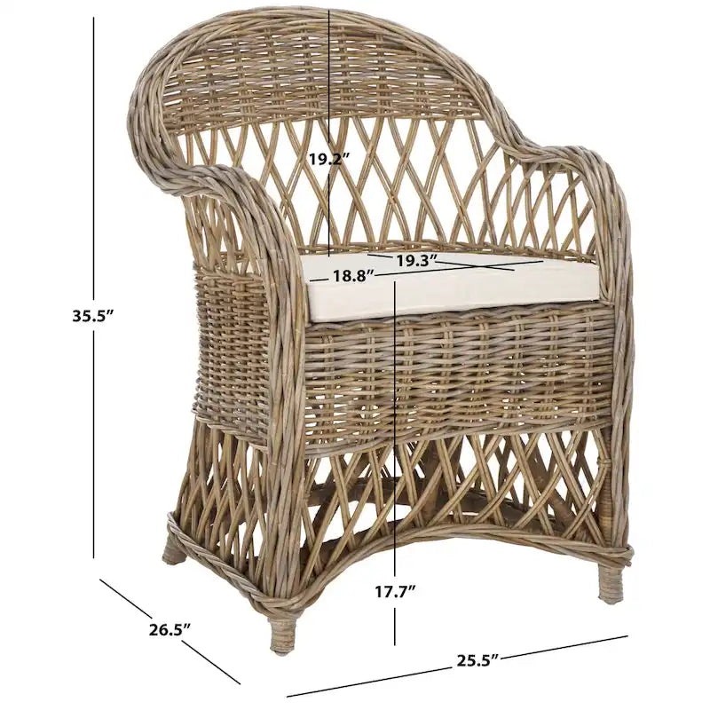 Fauteuil club SAFAVIEH Spyrini en rotin naturel - 65 x 67 x 90 cm (26 x 27 x 36 po)