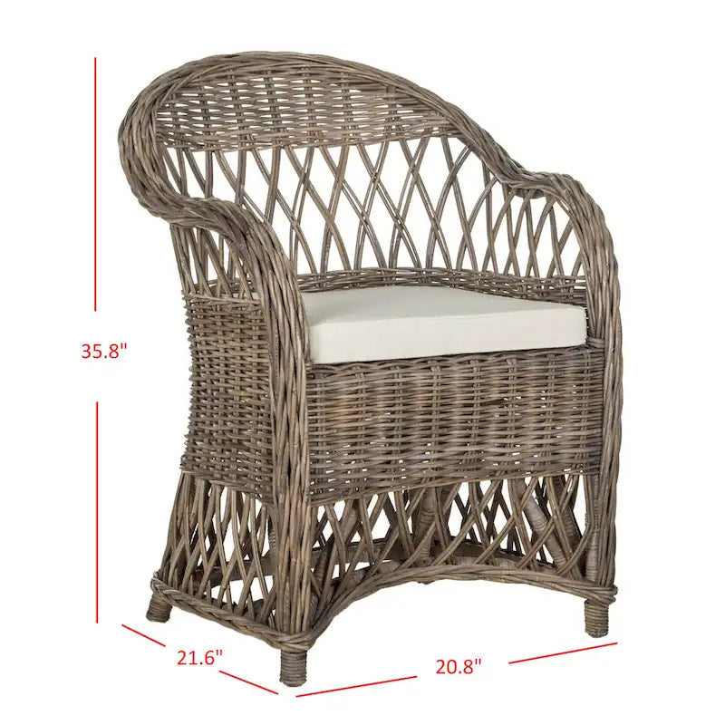 Fauteuil club SAFAVIEH Spyrini en rotin naturel - 65 x 67 x 90 cm (26 x 27 x 36 po)