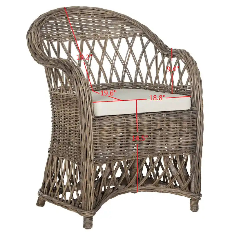 Fauteuil club SAFAVIEH Spyrini en rotin naturel - 65 x 67 x 90 cm (26 x 27 x 36 po)