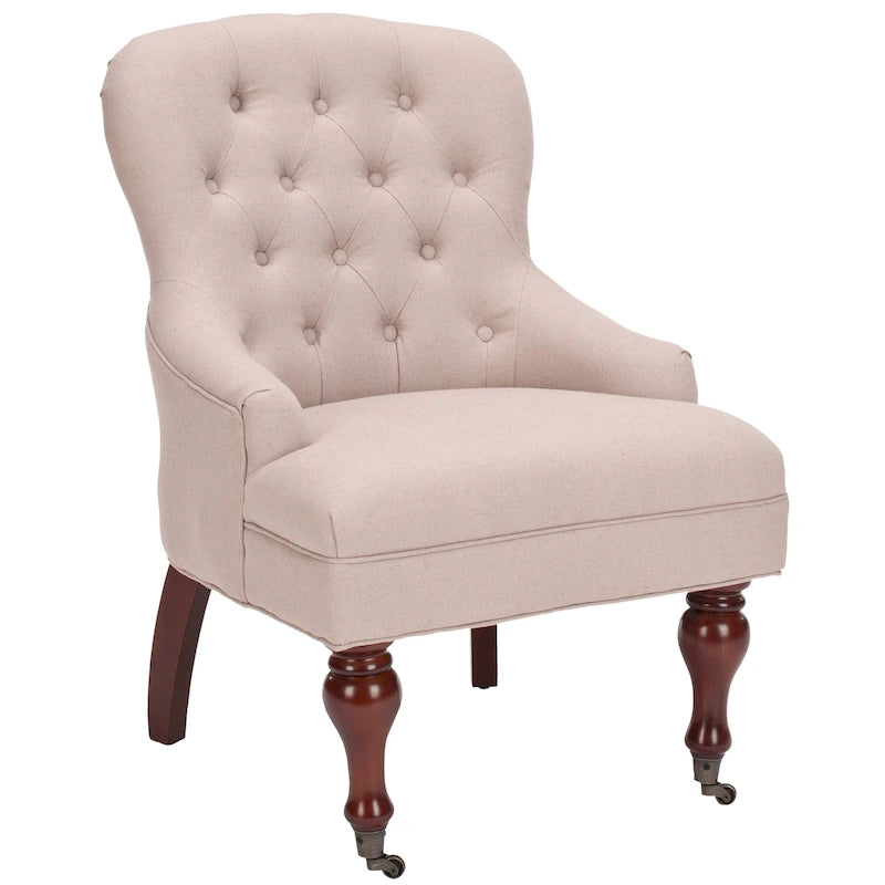 Fauteuil Chrissy beige capitonné SAFAVIEH - 60 x 73 x 88 cm (24 x 29 x 35 po)