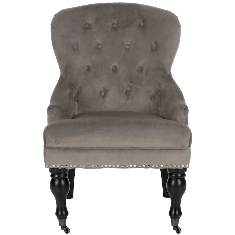 Fauteuil Chrissy beige capitonné SAFAVIEH - 60 x 73 x 88 cm (24 x 29 x 35 po)