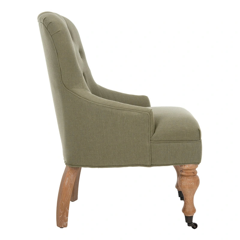Fauteuil Chrissy beige capitonné SAFAVIEH - 60 x 73 x 88 cm (24 x 29 x 35 po)