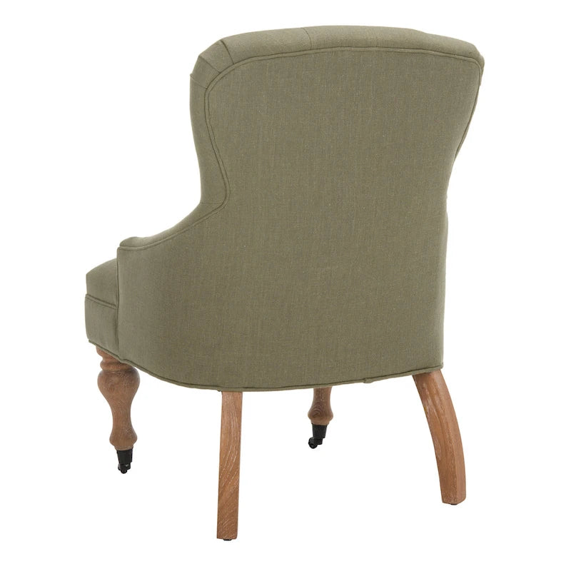 Fauteuil Chrissy beige capitonné SAFAVIEH - 60 x 73 x 88 cm (24 x 29 x 35 po)