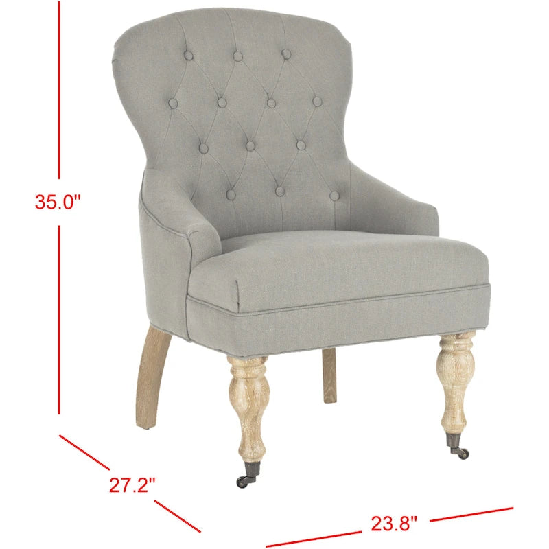 Fauteuil Chrissy beige capitonné SAFAVIEH - 60 x 73 x 88 cm (24 x 29 x 35 po)