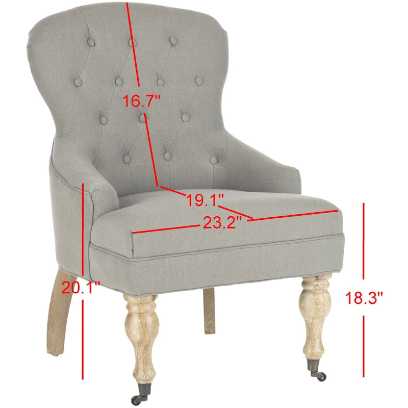 Fauteuil Chrissy beige capitonné SAFAVIEH - 60 x 73 x 88 cm (24 x 29 x 35 po)