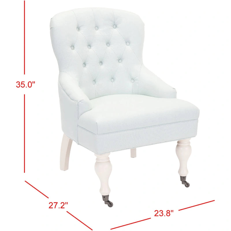 Fauteuil Chrissy beige capitonné SAFAVIEH - 60 x 73 x 88 cm (24 x 29 x 35 po)