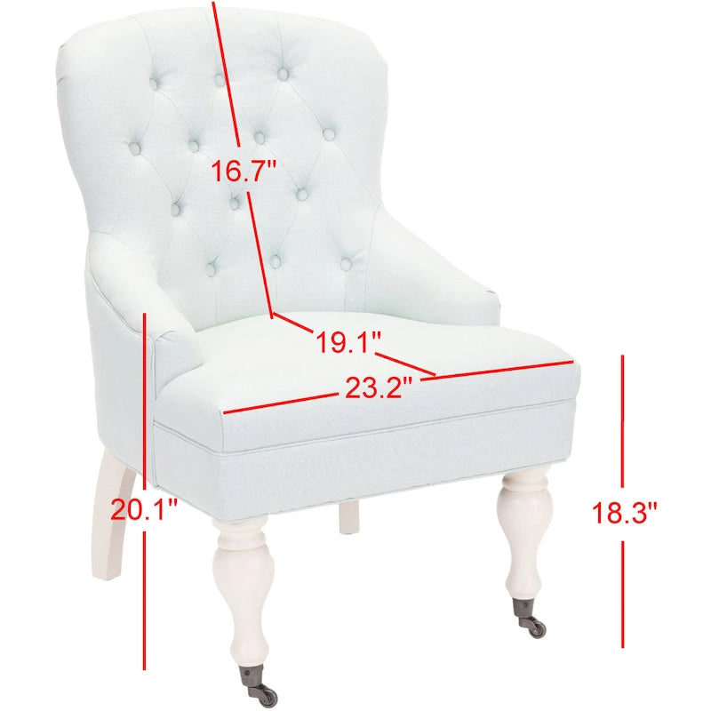 Fauteuil Chrissy beige capitonné SAFAVIEH - 60 x 73 x 88 cm (24 x 29 x 35 po)