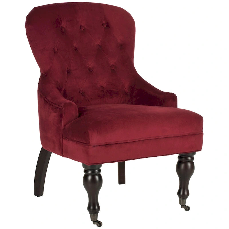 Fauteuil Chrissy beige capitonné SAFAVIEH - 60 x 73 x 88 cm (24 x 29 x 35 po)