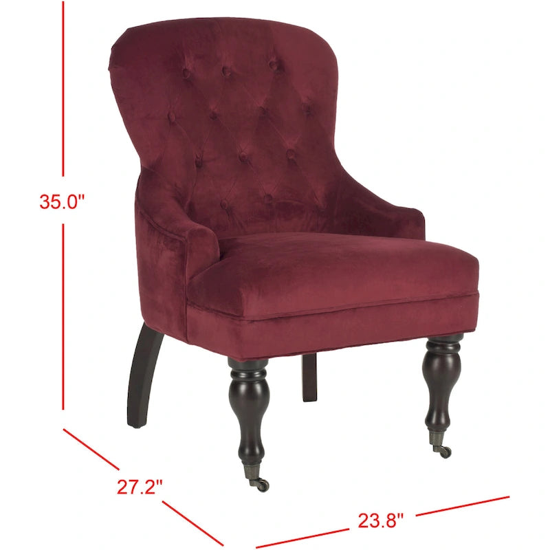 Fauteuil Chrissy beige capitonné SAFAVIEH - 60 x 73 x 88 cm (24 x 29 x 35 po)