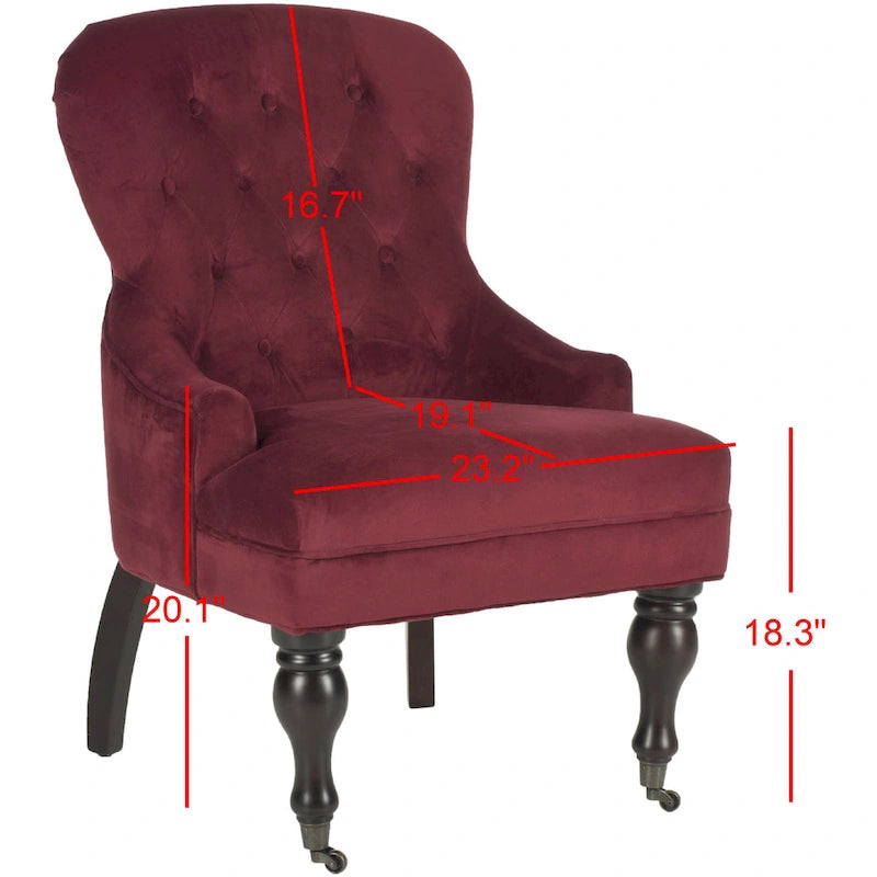 Fauteuil Chrissy beige capitonné SAFAVIEH - 60 x 73 x 88 cm (24 x 29 x 35 po)