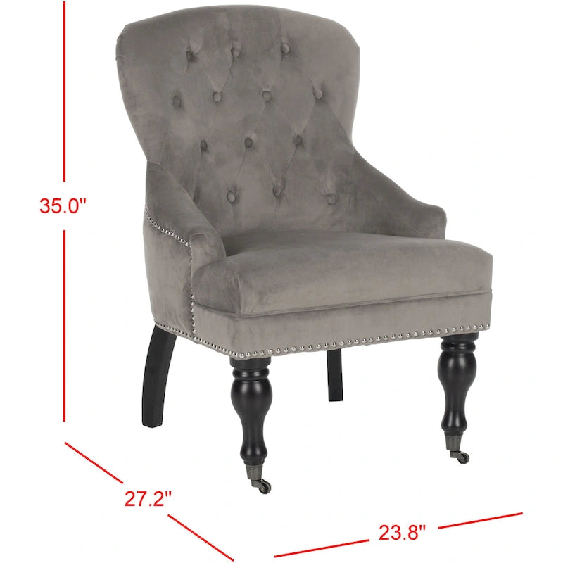 Fauteuil Chrissy beige capitonné SAFAVIEH - 60 x 73 x 88 cm (24 x 29 x 35 po)