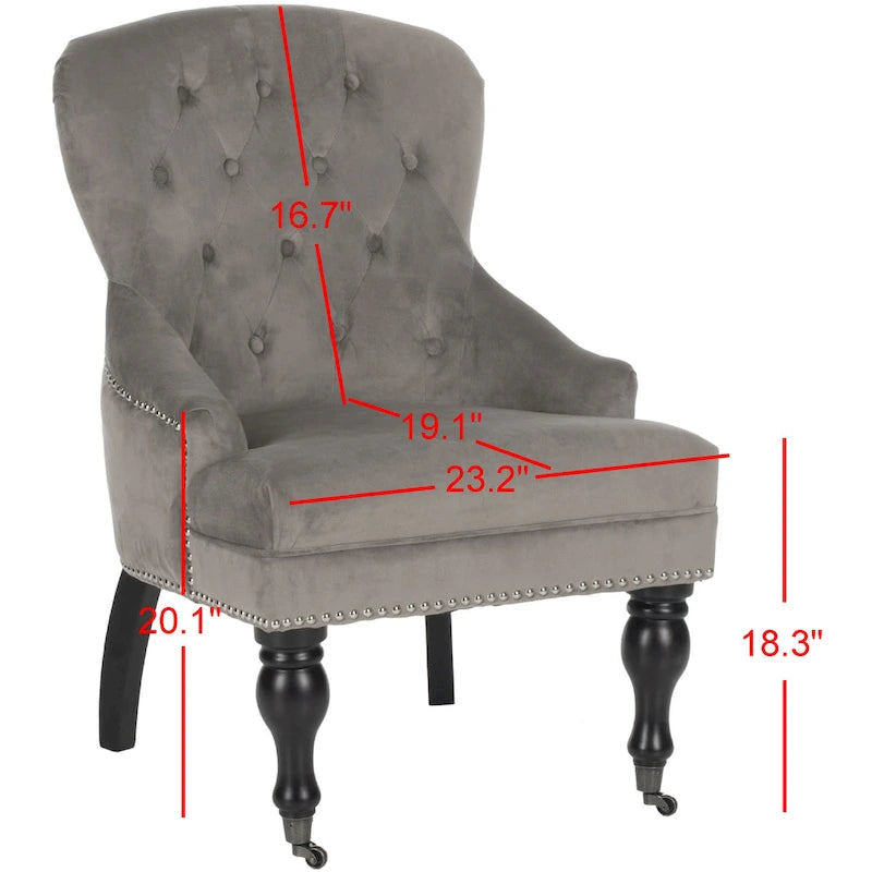 Fauteuil Chrissy beige capitonné SAFAVIEH - 60 x 73 x 88 cm (24 x 29 x 35 po)