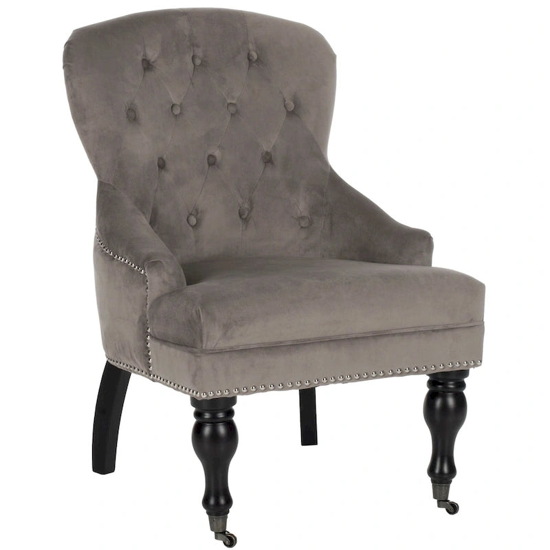 Fauteuil Chrissy beige capitonné SAFAVIEH - 60 x 73 x 88 cm (24 x 29 x 35 po)