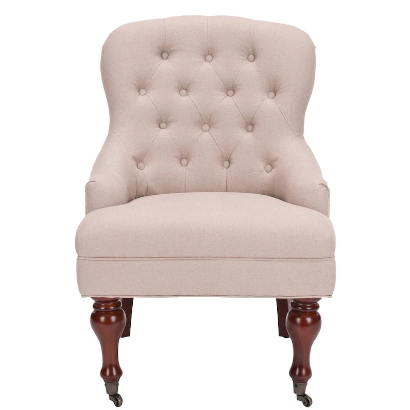 Fauteuil Chrissy beige capitonné SAFAVIEH - 60 x 73 x 88 cm (24 x 29 x 35 po)