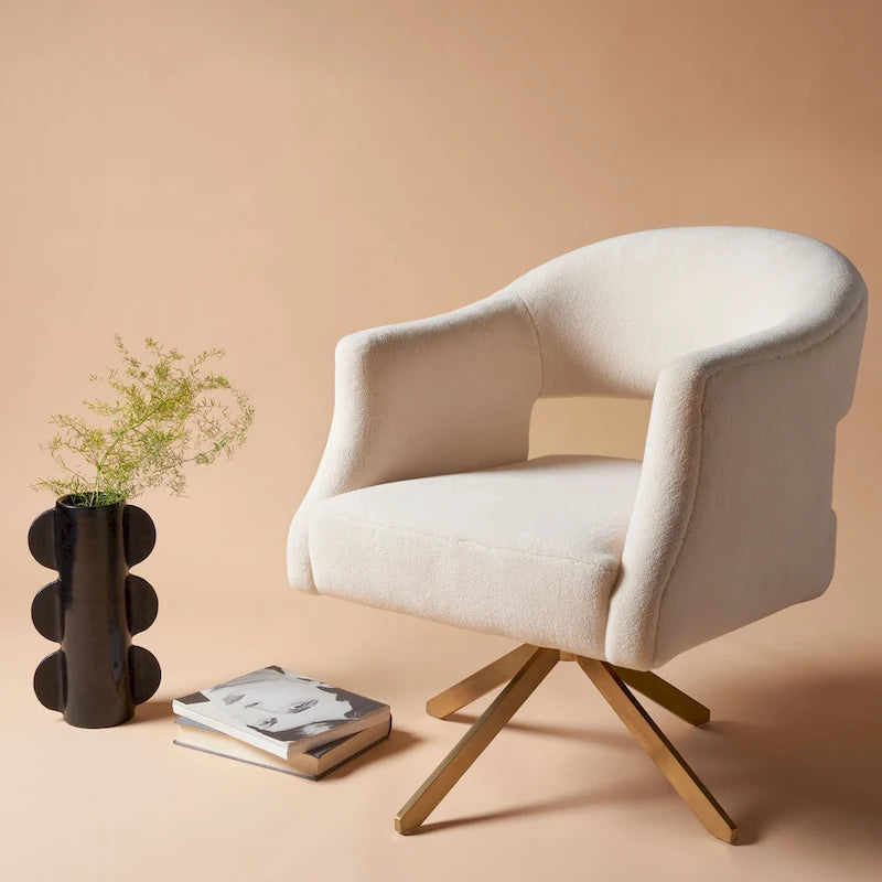 Fauteuil pivotant d'appoint Sanni de SAFAVIEH Couture - 68,6 cm (L) x 73,7 cm (P) x 83,8 cm (H)