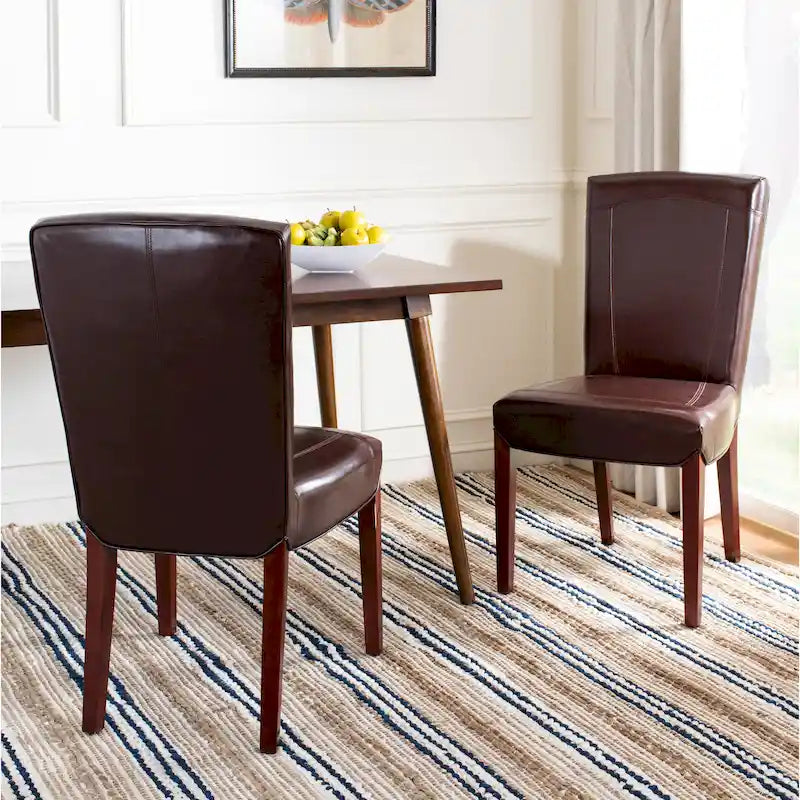 Chaises de salle à manger SAFAVIEH Suzie Parsons en cuir marbré marron (lot de 2) - 51,5 x 63 x 100 cm - 51 cm (L) x 64 cm (P) x 99 cm (H)