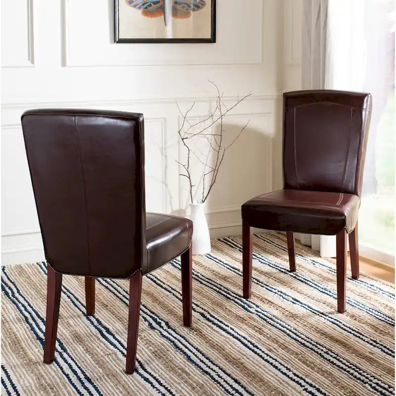 Chaises de salle à manger SAFAVIEH Suzie Parsons en cuir marbré marron (lot de 2) - 51,5 x 63 x 100 cm - 51 cm (L) x 64 cm (P) x 99 cm (H)