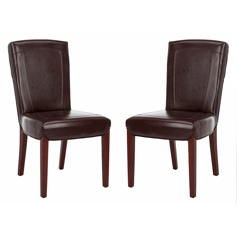 Chaises de salle à manger SAFAVIEH Suzie Parsons en cuir marbré marron (lot de 2) - 51,5 x 63 x 100 cm - 51 cm (L) x 64 cm (P) x 99 cm (H)