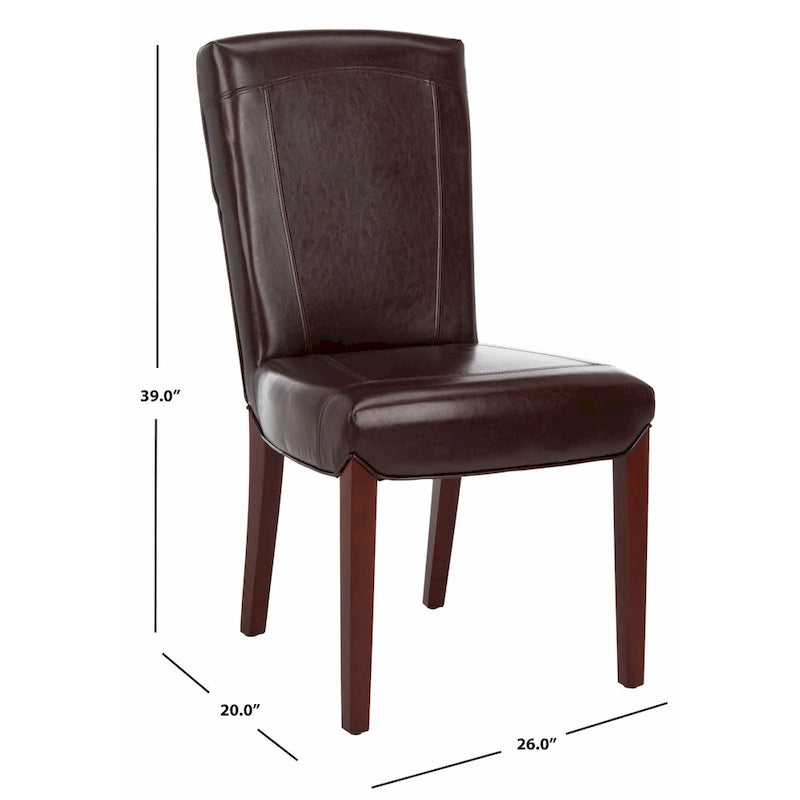 Chaises de salle à manger SAFAVIEH Suzie Parsons en cuir marbré marron (lot de 2) - 51,5 x 63 x 100 cm - 51 cm (L) x 64 cm (P) x 99 cm (H)