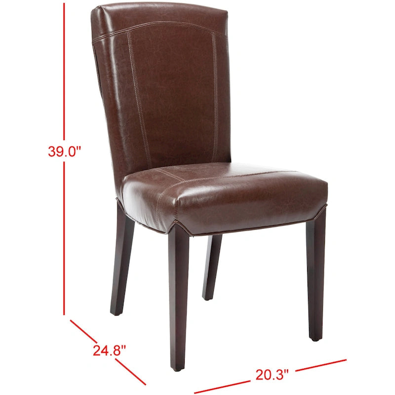 Chaises de salle à manger SAFAVIEH Suzie Parsons en cuir marbré marron (lot de 2) - 51,5 x 63 x 100 cm - 51 cm (L) x 64 cm (P) x 99 cm (H)