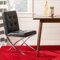 Chaise d'appoint capitonnée SAFAVIEH Merrilee Glam en chrome noir - 48 cm (L) x 58 cm (P) x 89 cm (H)