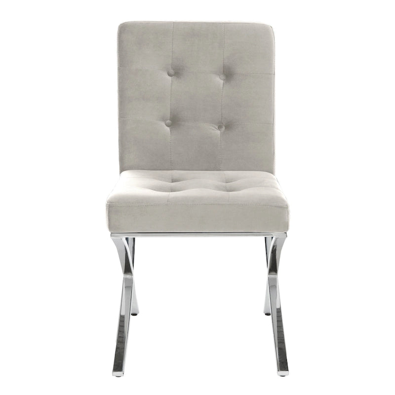 Chaise d'appoint capitonnée SAFAVIEH Merrilee Glam en chrome noir - 48 cm (L) x 58 cm (P) x 89 cm (H)
