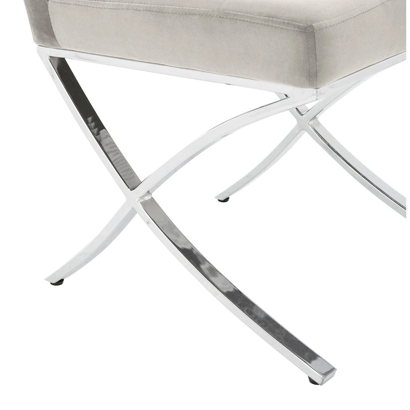 Chaise d'appoint capitonnée SAFAVIEH Merrilee Glam en chrome noir - 48 cm (L) x 58 cm (P) x 89 cm (H)