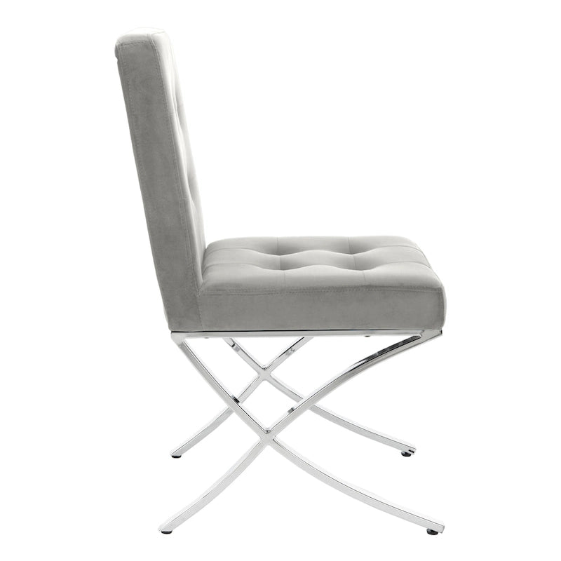 Chaise d'appoint capitonnée SAFAVIEH Merrilee Glam en chrome noir - 48 cm (L) x 58 cm (P) x 89 cm (H)
