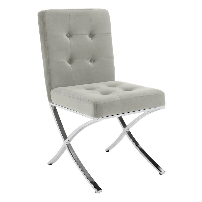 Chaise d'appoint capitonnée SAFAVIEH Merrilee Glam en chrome noir - 48 cm (L) x 58 cm (P) x 89 cm (H)