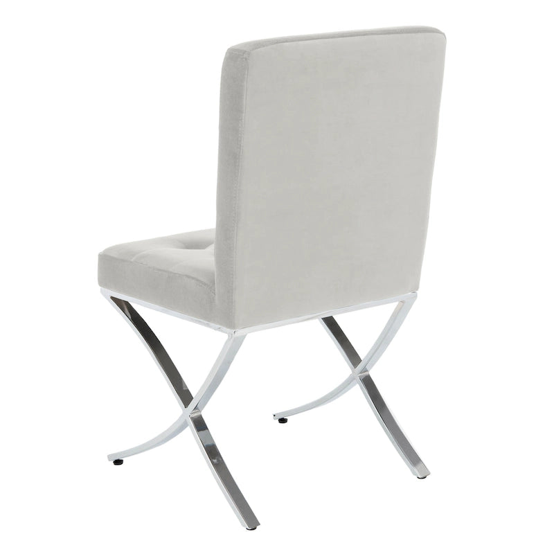 Chaise d'appoint capitonnée SAFAVIEH Merrilee Glam en chrome noir - 48 cm (L) x 58 cm (P) x 89 cm (H)