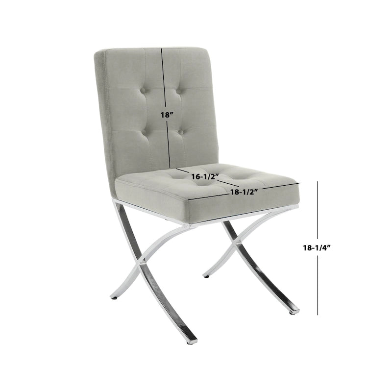Chaise d'appoint capitonnée SAFAVIEH Merrilee Glam en chrome noir - 48 cm (L) x 58 cm (P) x 89 cm (H)