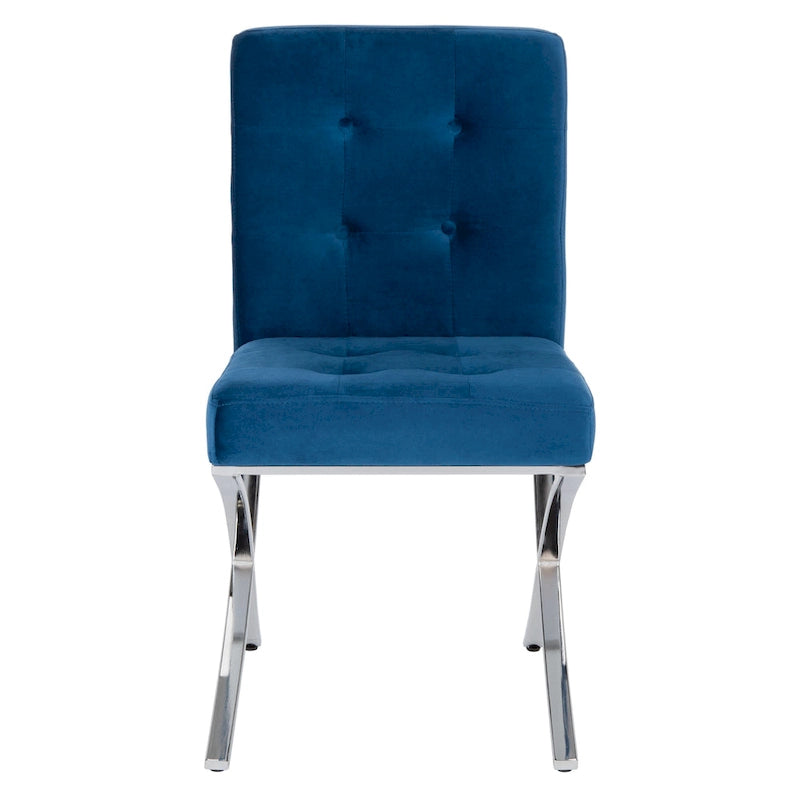 Chaise d'appoint capitonnée SAFAVIEH Merrilee Glam en chrome noir - 48 cm (L) x 58 cm (P) x 89 cm (H)