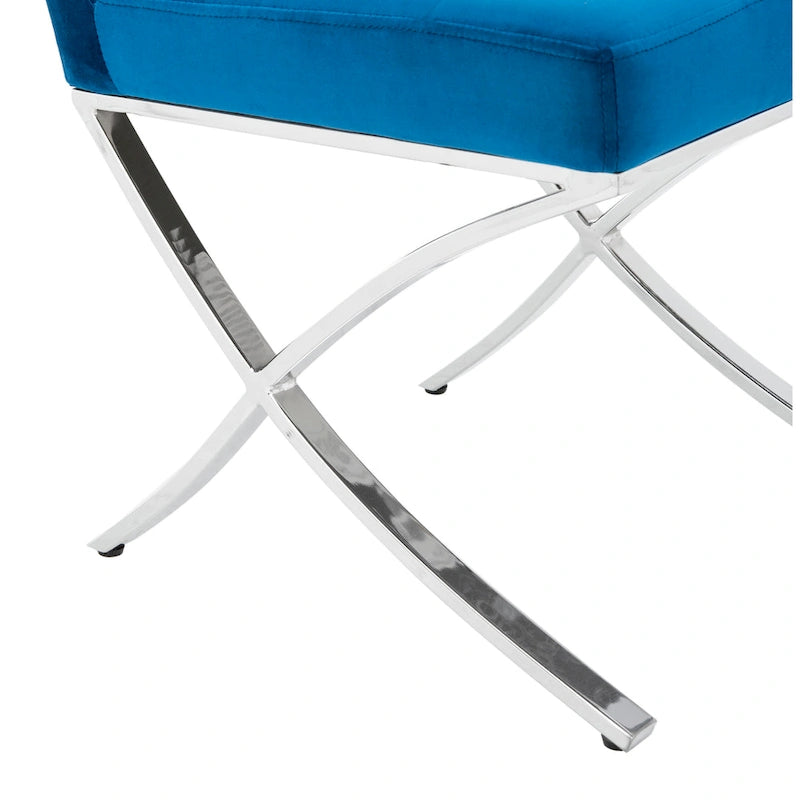 Chaise d'appoint capitonnée SAFAVIEH Merrilee Glam en chrome noir - 48 cm (L) x 58 cm (P) x 89 cm (H)