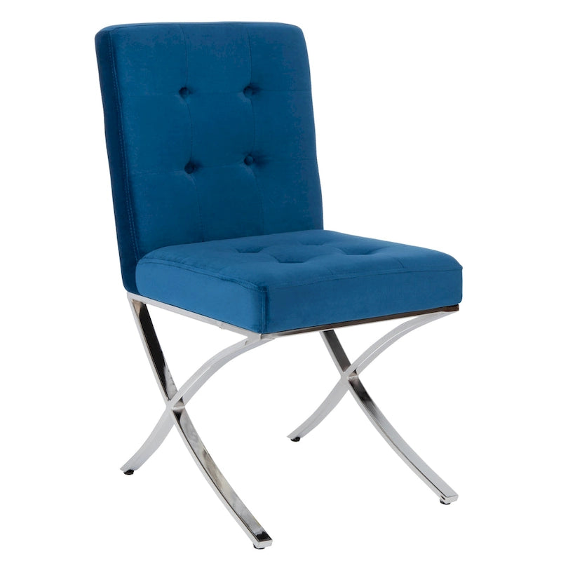 Chaise d'appoint capitonnée SAFAVIEH Merrilee Glam en chrome noir - 48 cm (L) x 58 cm (P) x 89 cm (H)