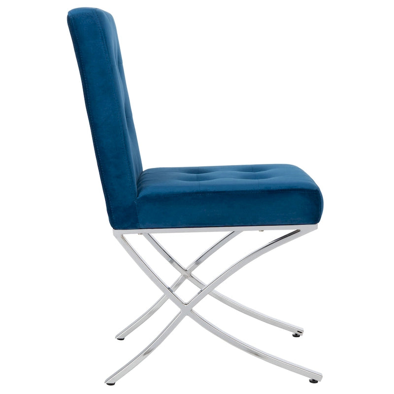 Chaise d'appoint capitonnée SAFAVIEH Merrilee Glam en chrome noir - 48 cm (L) x 58 cm (P) x 89 cm (H)