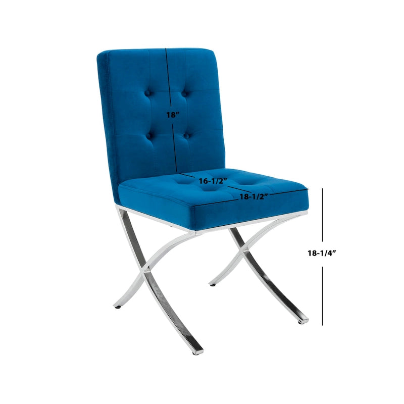 Chaise d'appoint capitonnée SAFAVIEH Merrilee Glam en chrome noir - 48 cm (L) x 58 cm (P) x 89 cm (H)