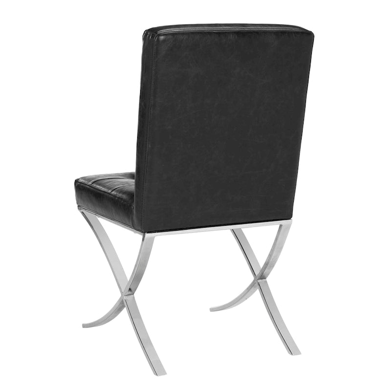Chaise d'appoint capitonnée SAFAVIEH Merrilee Glam en chrome noir - 48 cm (L) x 58 cm (P) x 89 cm (H)
