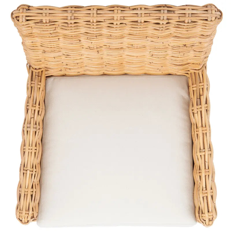 Fauteuil d'appoint SAFAVIEH Winnifred en rotin style côtier avec coussin - 47 cm (L) x 58 cm (l) x 97 cm (H) - 48 cm (L) x 58 cm (P) x 97 cm (H)
