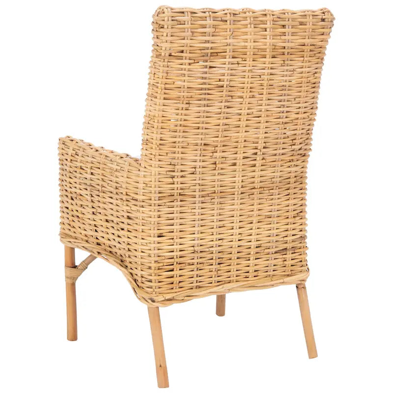 Fauteuil d'appoint SAFAVIEH Winnifred en rotin style côtier avec coussin - 47 cm (L) x 58 cm (l) x 97 cm (H) - 48 cm (L) x 58 cm (P) x 97 cm (H)