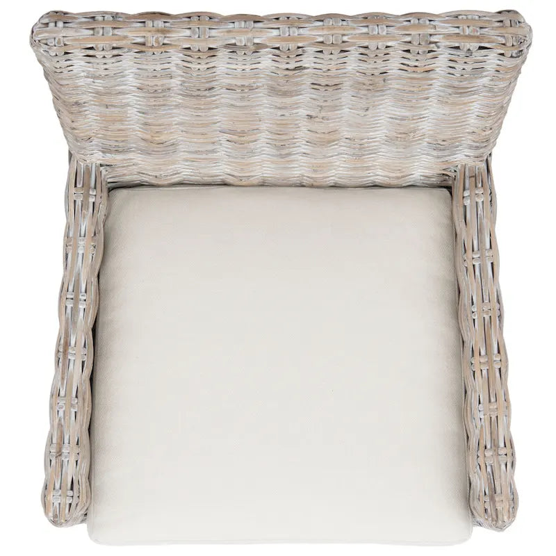 Fauteuil d'appoint SAFAVIEH Winnifred en rotin style côtier avec coussin - 47 cm (L) x 58 cm (l) x 97 cm (H) - 48 cm (L) x 58 cm (P) x 97 cm (H)